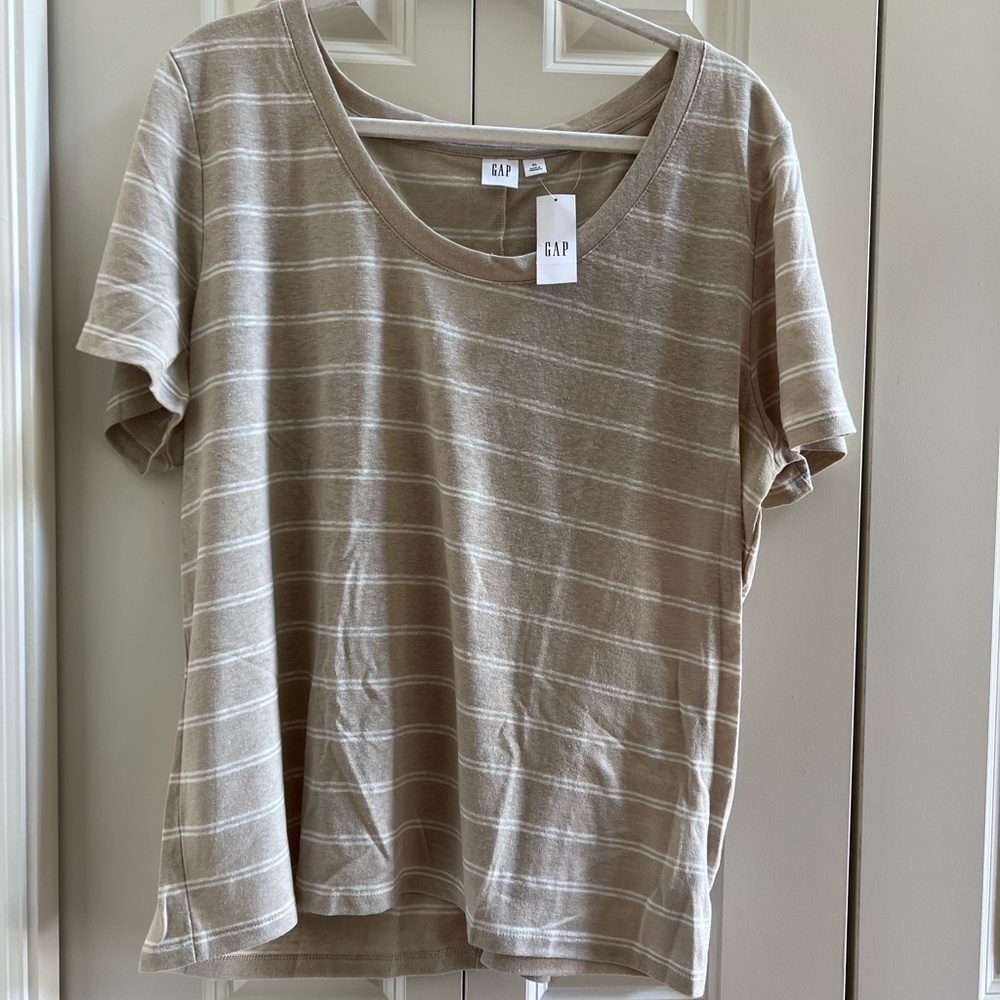 GAP Tan Striped Short Sleeve Tee